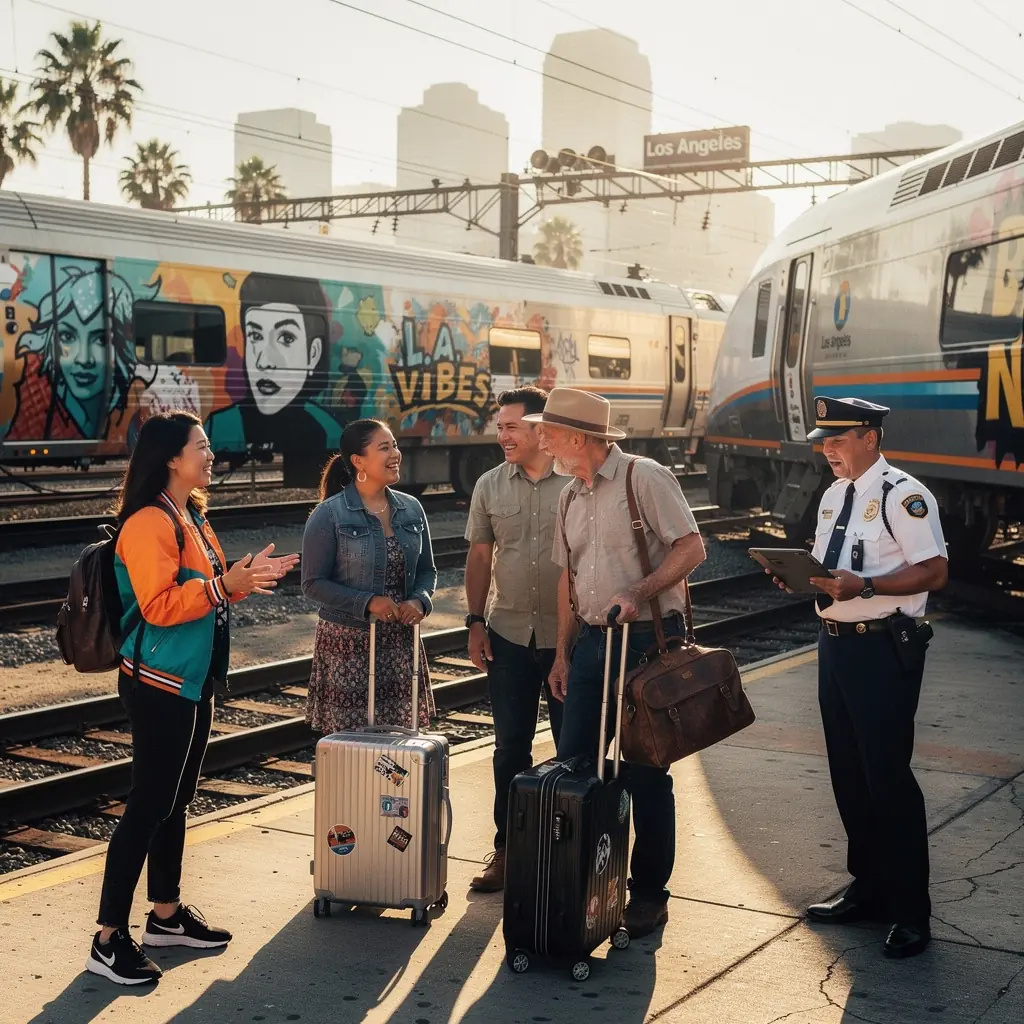 Пассажиры, наслаждающиеся видами из окна поезда на безкрайние поля.